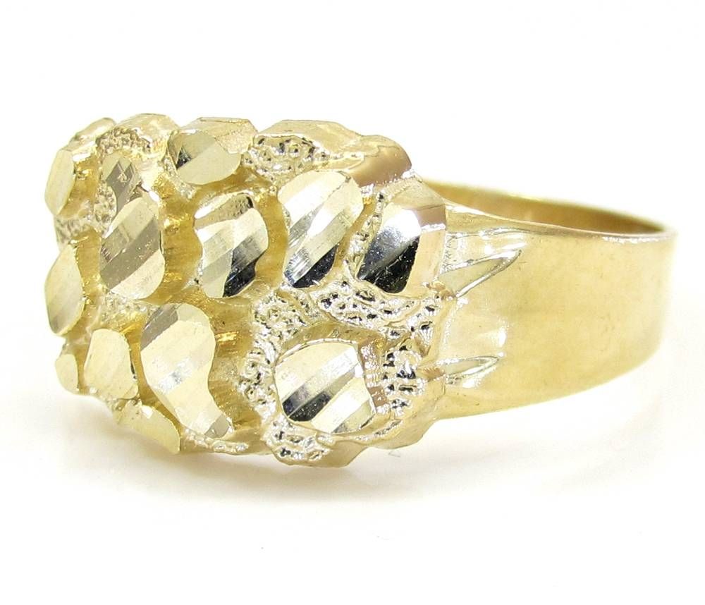 Mens 10k Yellow Gold Small Nugget Ring | My Jewelry | Pinterest In Newest 10k Gold Toe Rings (View 12 of 25)