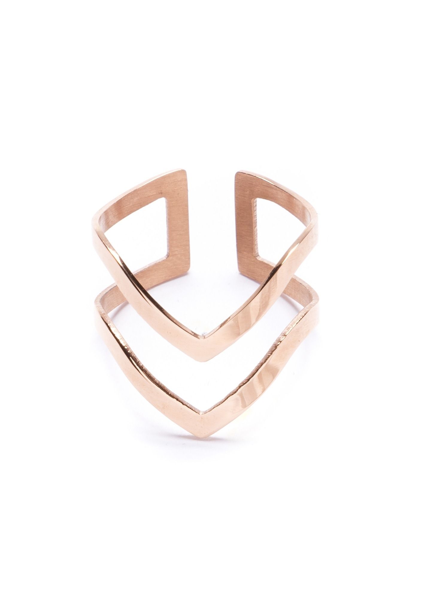 Rose Gold Double Chevron Ring Band – Happiness Boutique Inside Most Recent Chevron Rings (View 1 of 15)