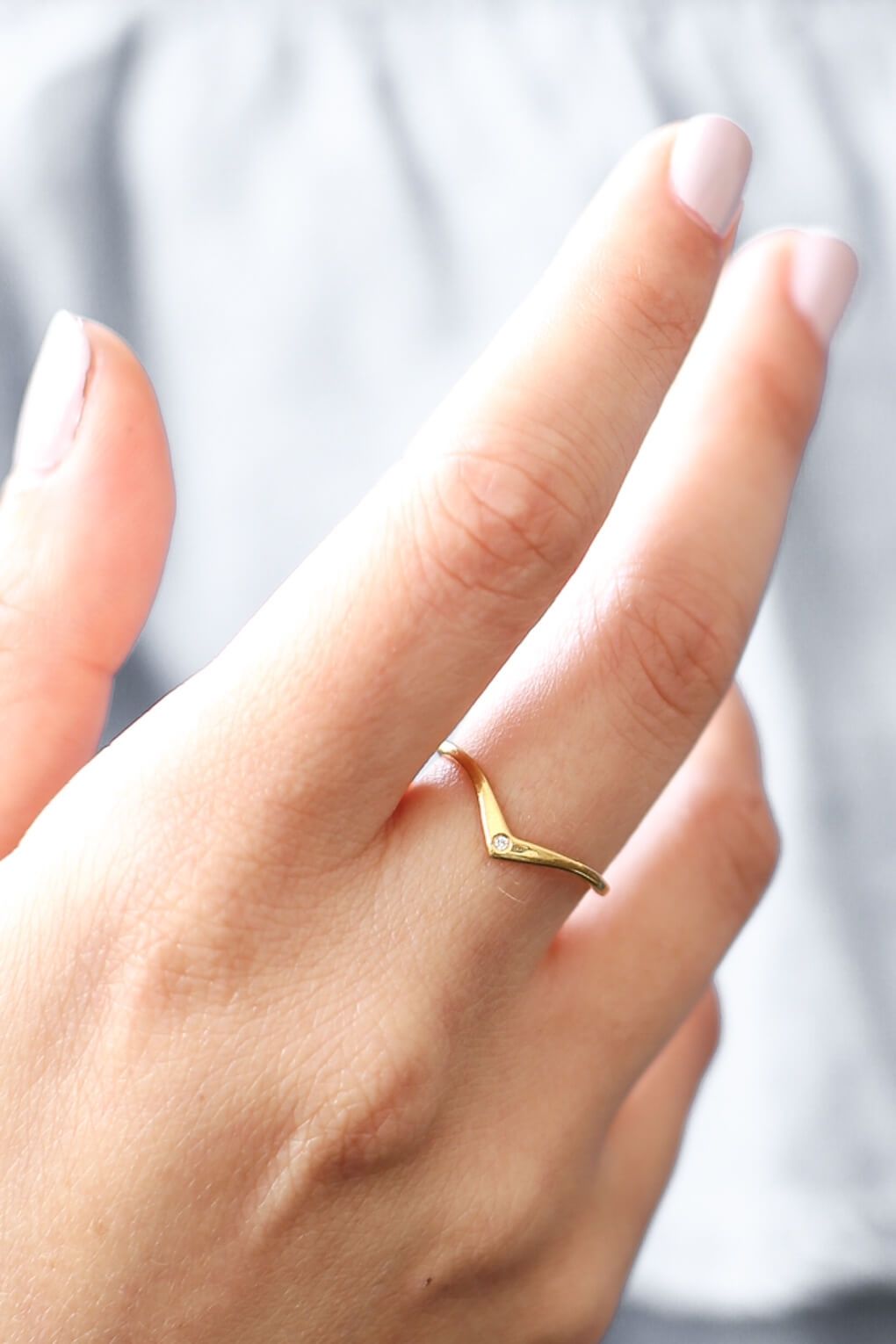 Shlomit Ofir | Solid Gold Diamond Chevron Ring – Shlomit Ofir In Newest Chevron Wedding Rings (View 10 of 15)