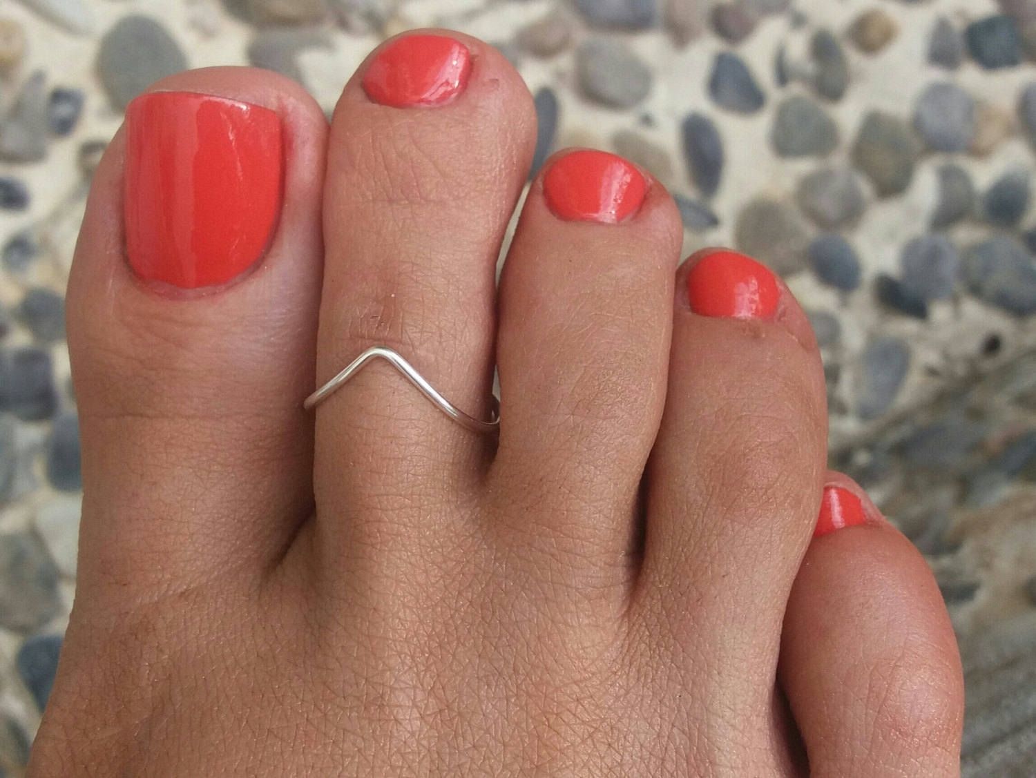 Silver Plated Toe Ring/ Chevron Toe Ring/foot Jewelry/toe For Newest Non Adjustable Toe Rings (View 9 of 15)