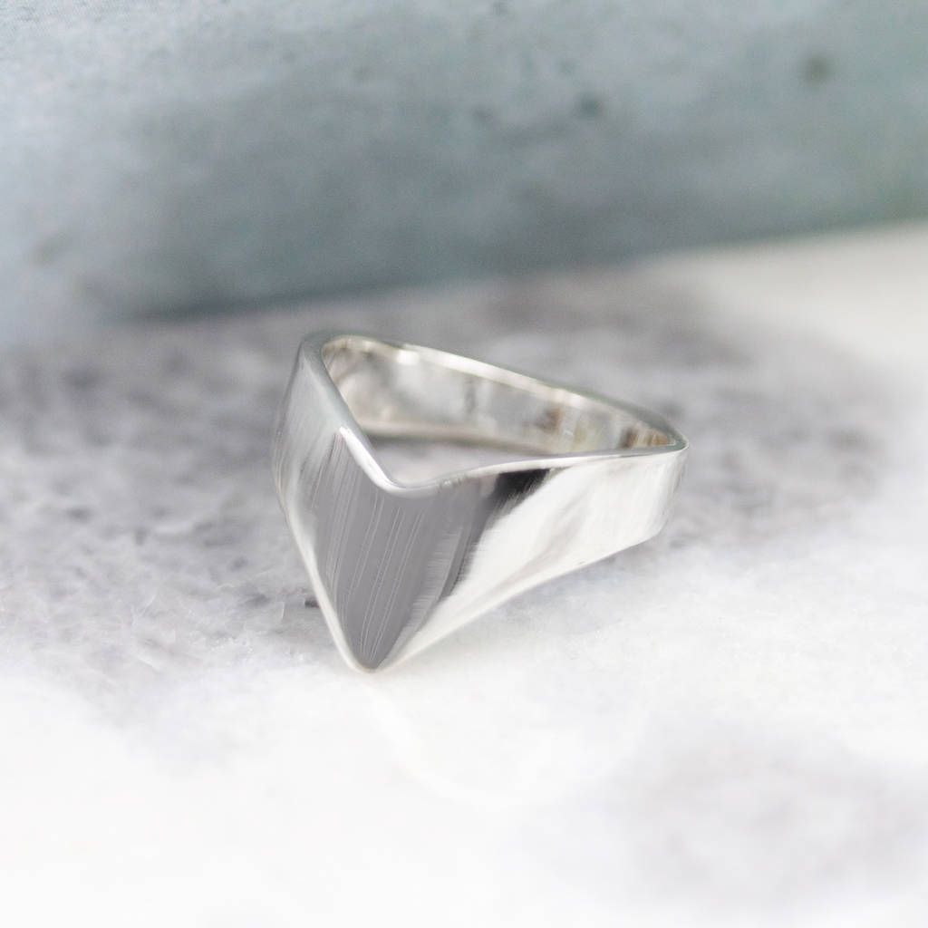 Simple Sterling Silver Chevron Ringregalrose With Regard To Latest Sterling Silver Chevron Rings (View 1 of 15)