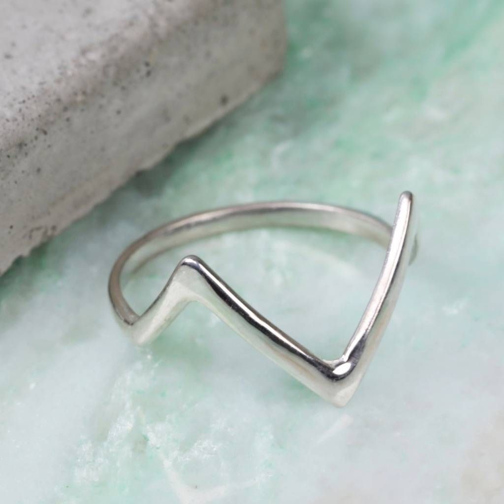 Sterling Silver Chevron Ringlisa Angel | Notonthehighstreet Intended For Recent Sterling Silver Chevron Rings (View 7 of 15)