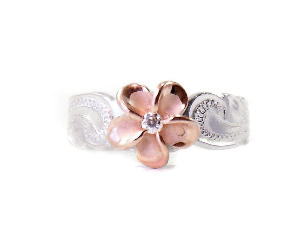 Sterling Silver Hawaiian Plumeria Toe Ring – Two Tone Rose Gold Intended For Best And Newest Sterling Silver Fitted Toe Rings (View 12 of 15)