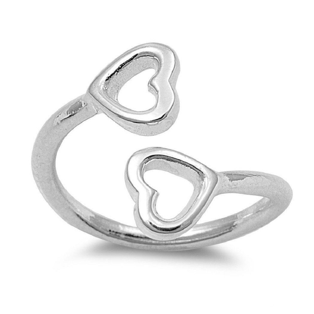 Sterling Silver Split Double Heart Toe Ring/ Knuckle/ Mid Finger With Most Recent Heart Toe Rings (View 11 of 15)