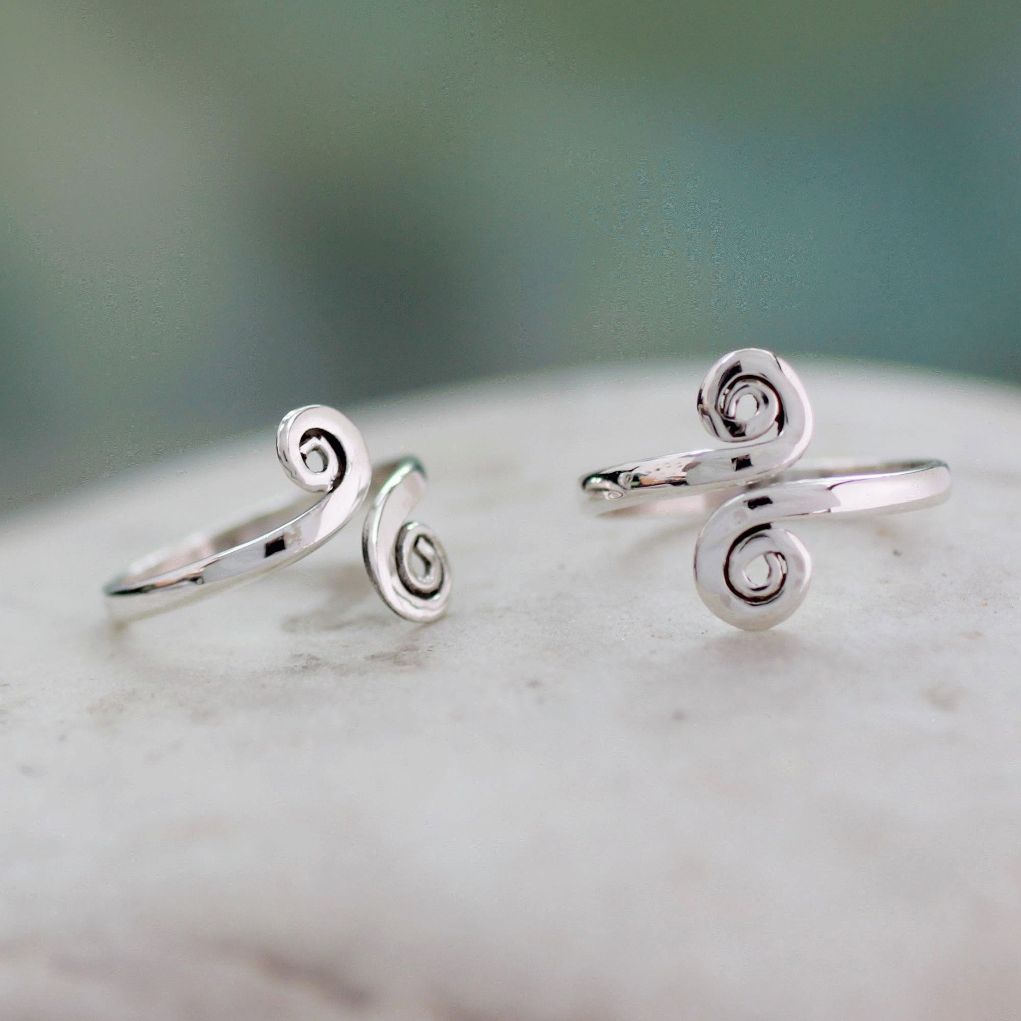 Sterling Silver Toe Rings, 'luminosity' (pair) : The Animal Rescue Pertaining To 2018 Snake Toe Rings (View 9 of 15)