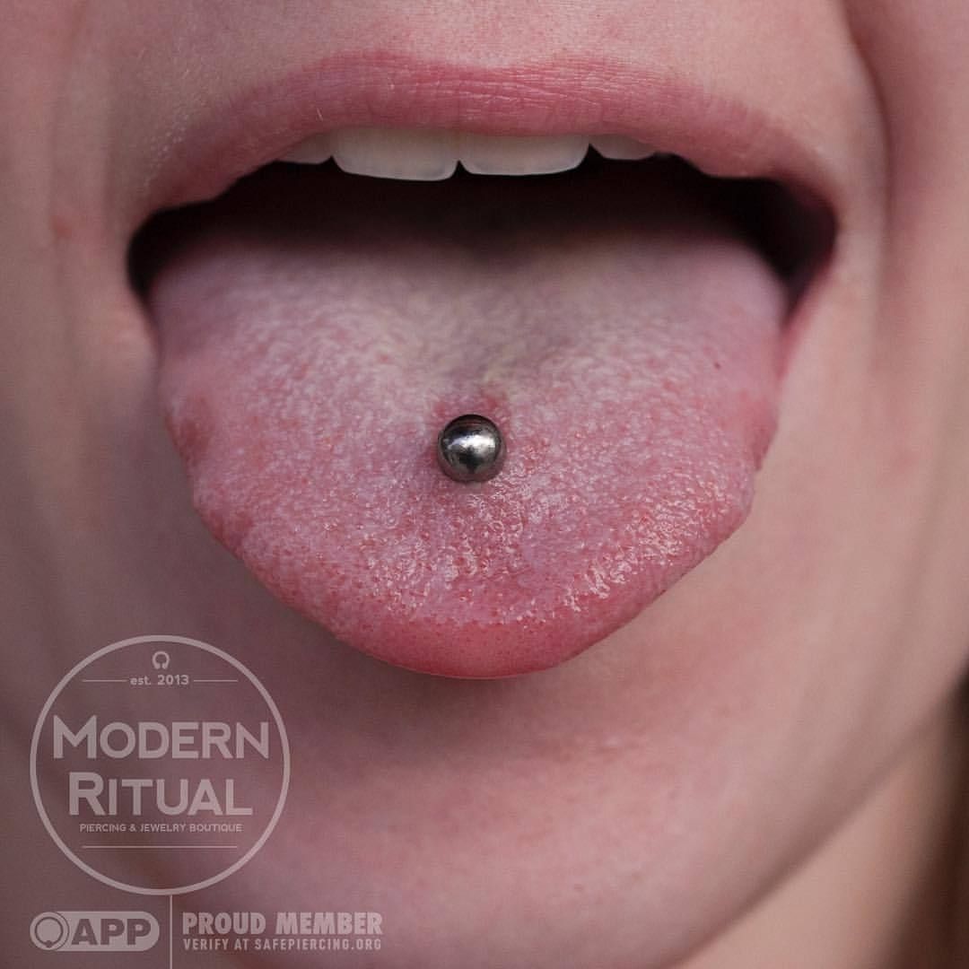 This Fresh Tongue Piercing With A Titanium Barbell From Throughout 2017 Chevron Tongue Rings (View 2 of 15)