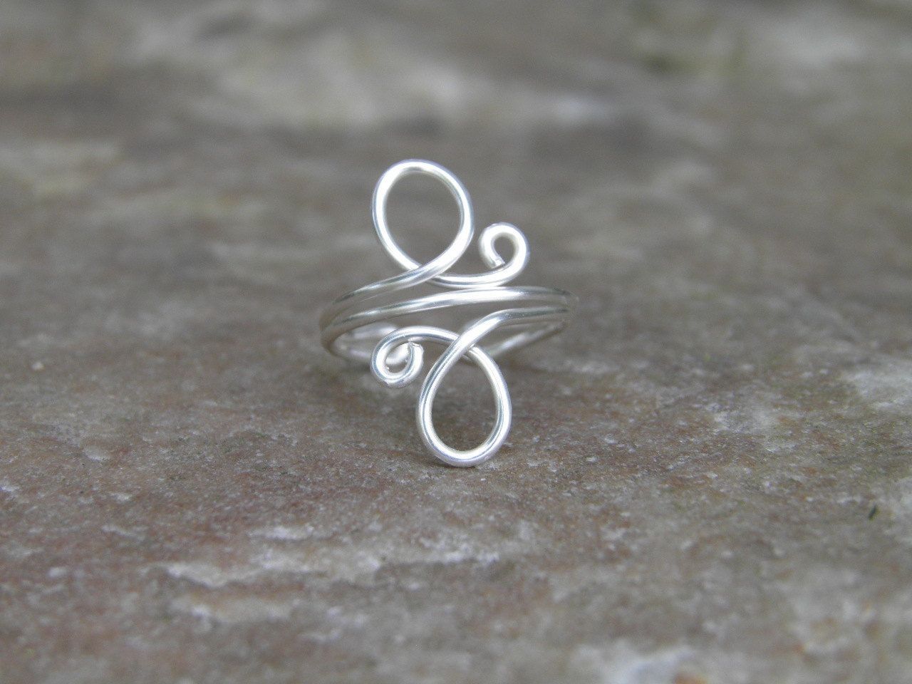 Toe Ring "whirls" Sterling Silver Wire Wrapped Toe Ring | Toe Intended For Most Recent Non Adjustable Sterling Silver Toe Rings (View 14 of 15)