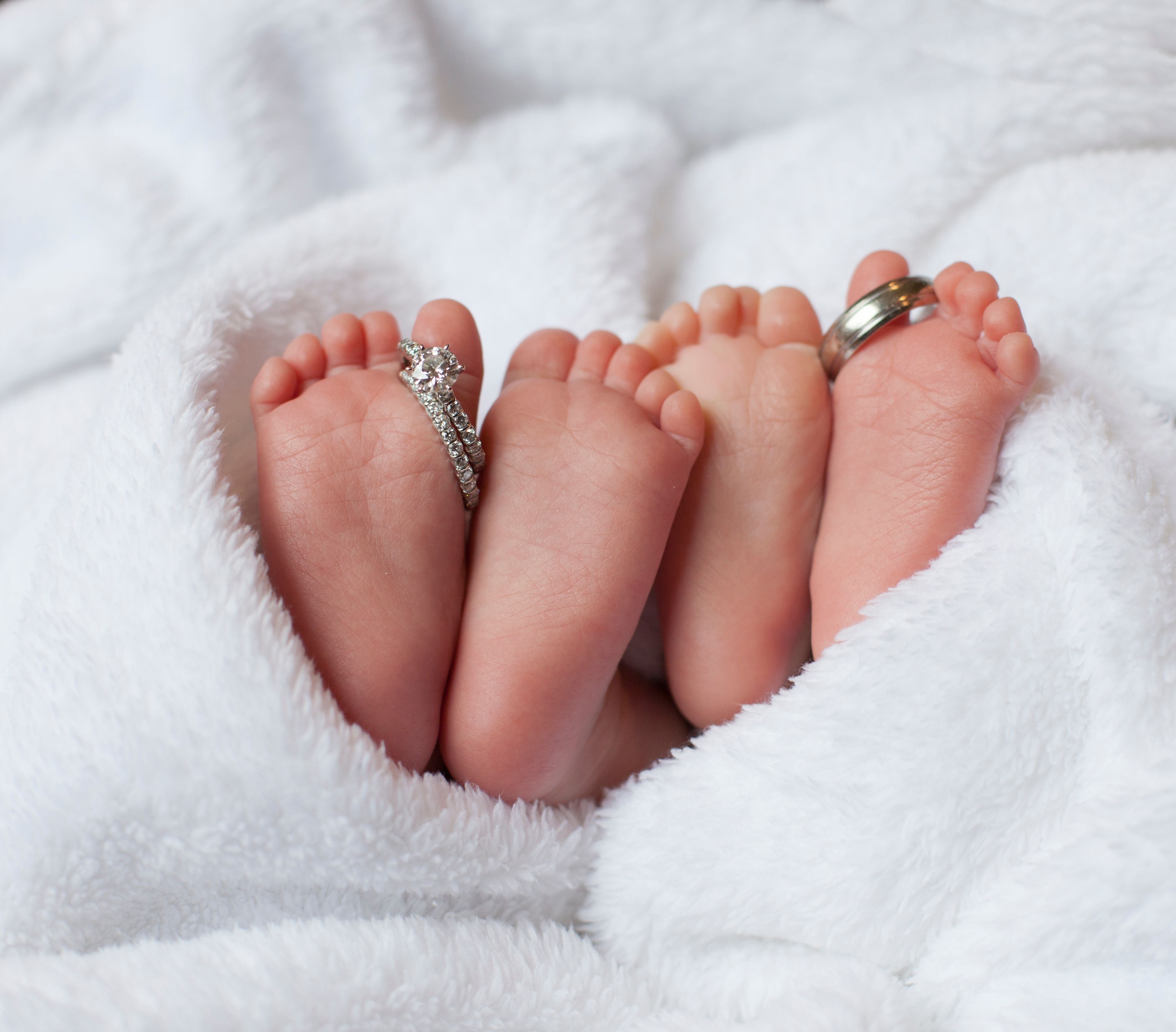 Twin Baby Girls Feet With Wedding Rings Willow Baby Photography Throughout Current Adelaide Toe Rings (View 13 of 15)
