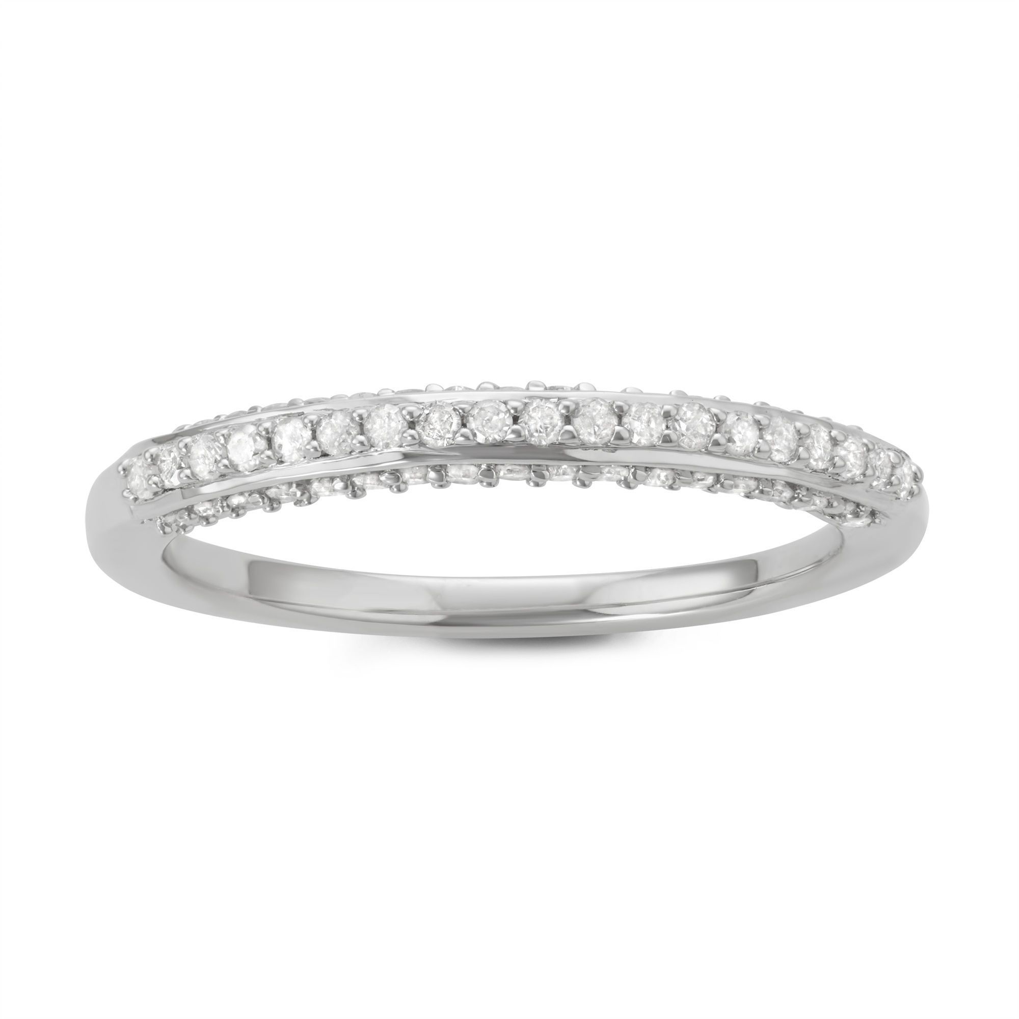 1/3 Cttw Diamond Stackable Band In Sterling Silver With Rhodium With Most Up To Date Diamond Wedding Bands In Sterling Silver With Yellow Rhodium (View 9 of 15)