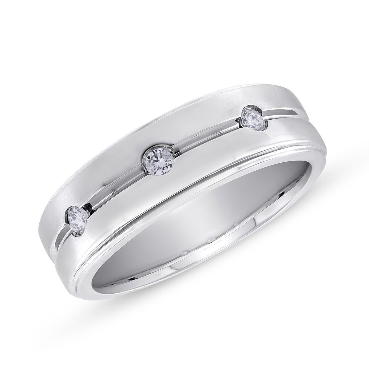 1/7 Ctw Round Cut Diamond Comfort Fit Gents Band In 10k White Gold Intended For Most Recent Diamond Comfort Fit Wedding Bands In 10k Gold (View 4 of 15)
