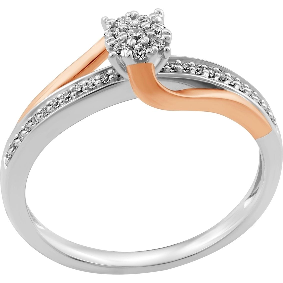 10k Two Tone Gold 1/2 Ctw Diamond Promise Ring, Size 7 | Promise Inside Recent Diamond Seven Stone Wedding Bands In 10k Two Tone Gold (View 12 of 15)