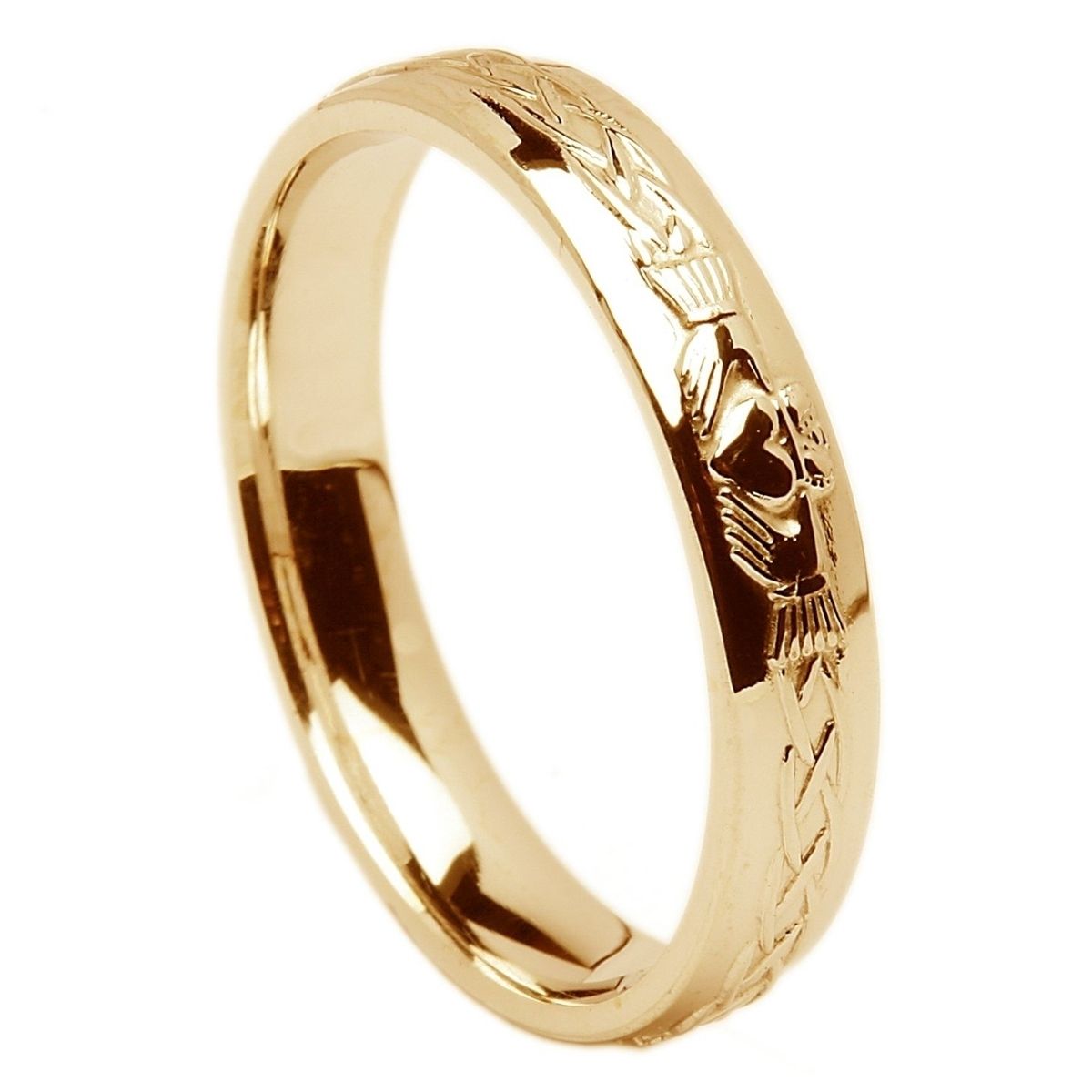 10k Yellow Gold Men's Claddagh Celtic Wedding Ring  (View 11 of 15)