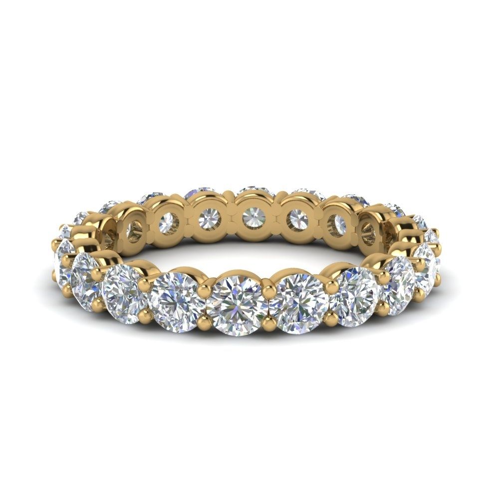 2 Carat Round Diamond Eternity Wedding Band In 14k Yellow Gold In Newest Diamond Eternity Wedding Bands In 14k Gold (View 2 of 15)
