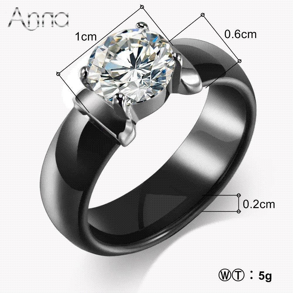A&amp;n New Arrival Ceramic Rings For Women Huge Zircon Cabochon With Regard To Best And Newest White Ceramic Wedding Bands (View 6 of 15)