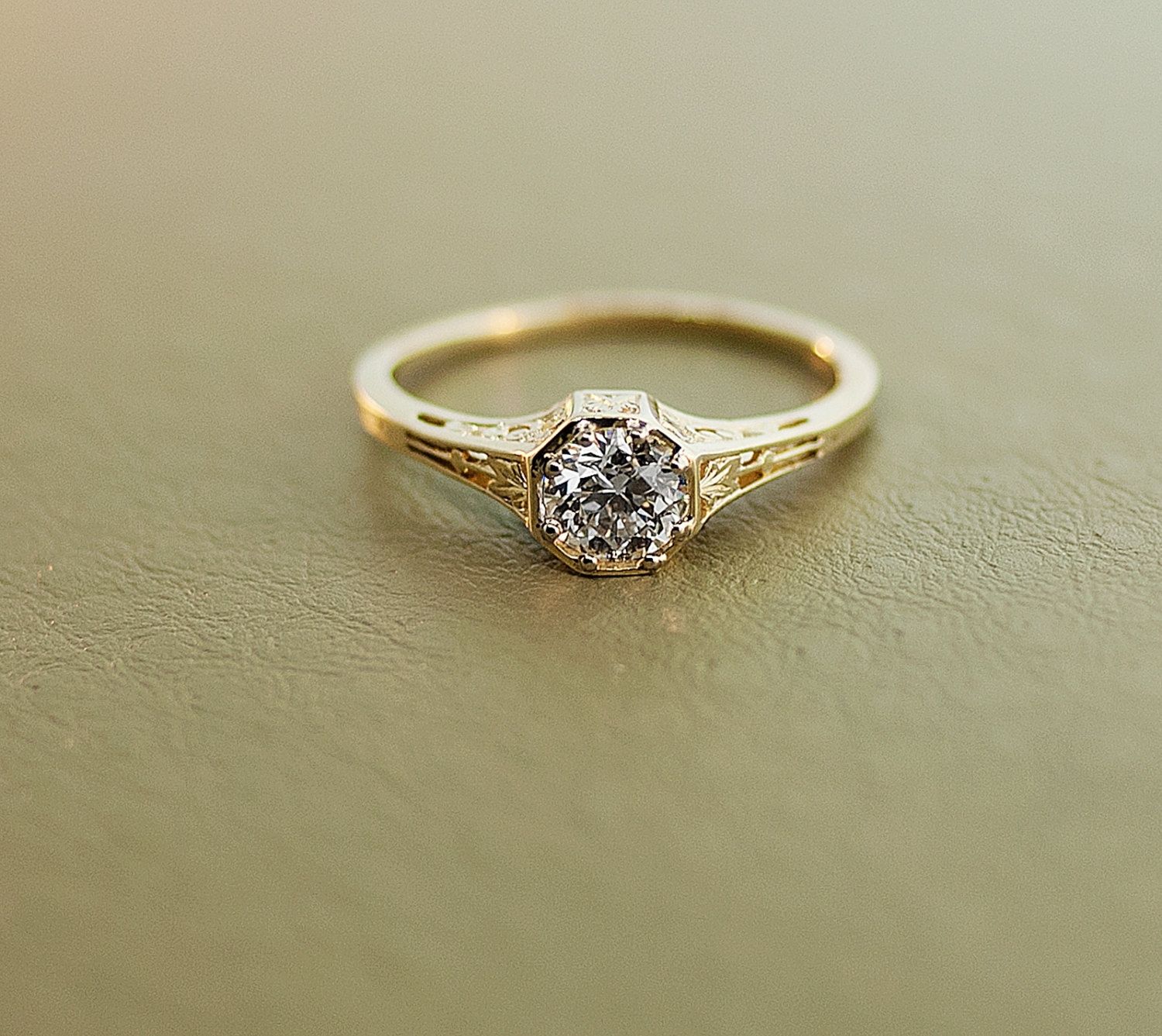 Antique Engagement Rings Yellow Gold | Wedding, Promise, Diamond For Newest Diamond Art Deco Vintage Style Anniversary Bands In 10k Gold (View 13 of 15)