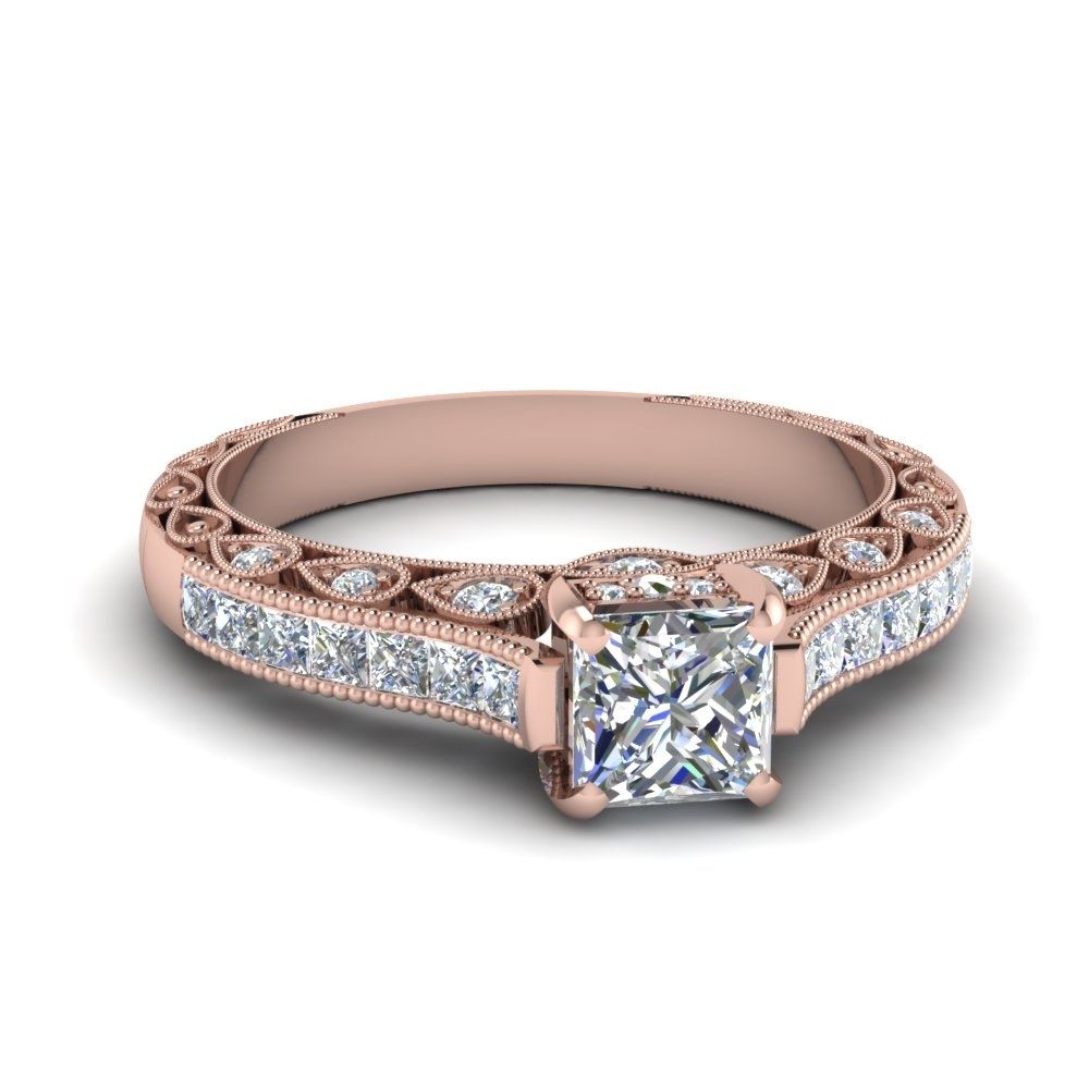 Cathedral Vintage Style Princess Cut Diamond Engagement Ring In 14k For 2017 Vintage Style Princess Cut Diamond Engagement Rings (View 4 of 15)