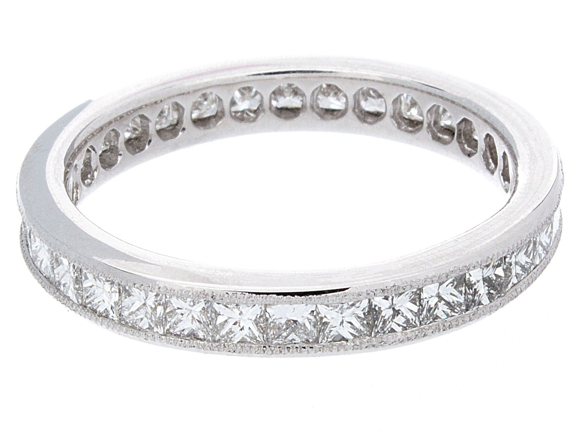 Channel Set Princess Cut Diamond Eternity Band Ring In 14k White Intended For Newest Diamond Eternity Wedding Bands In 14k White Gold (View 8 of 15)
