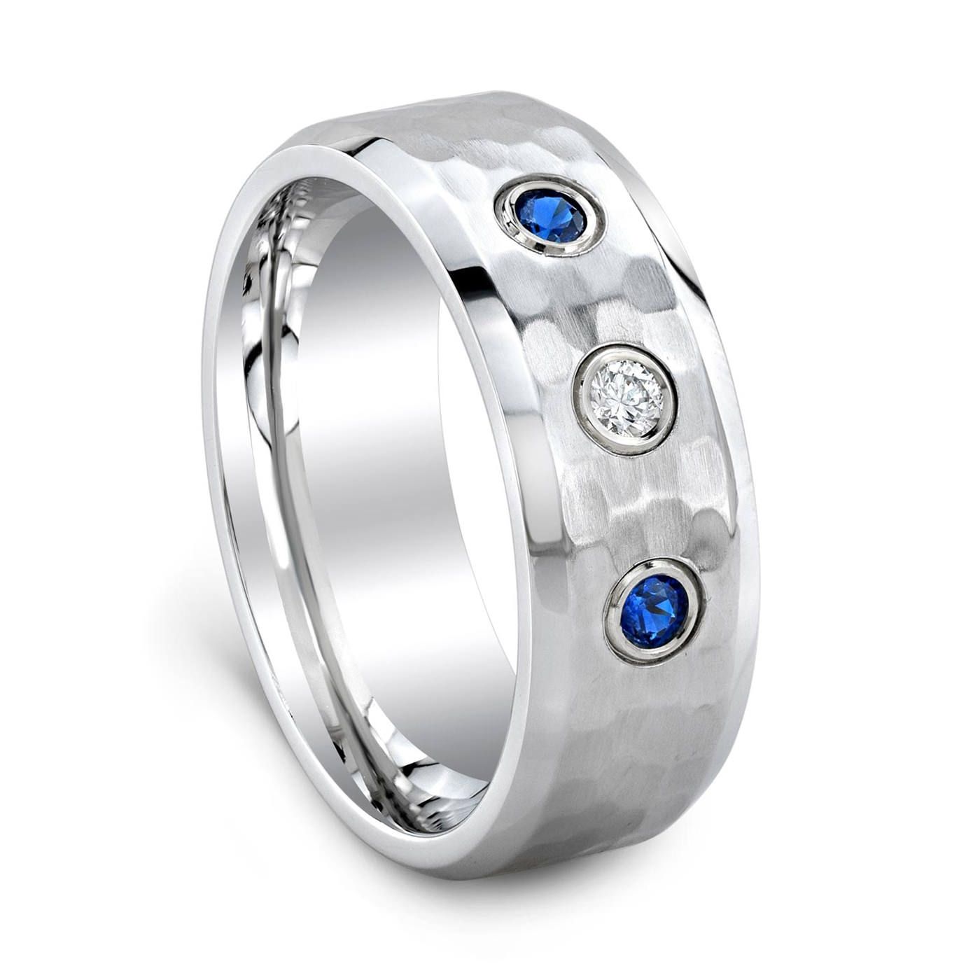 Customizable Mens 3 Stone Ring – Design Your Own Mans Ring Throughout Current Diamond Cobalt Three Stone Hammered Rings (View 4 of 15)