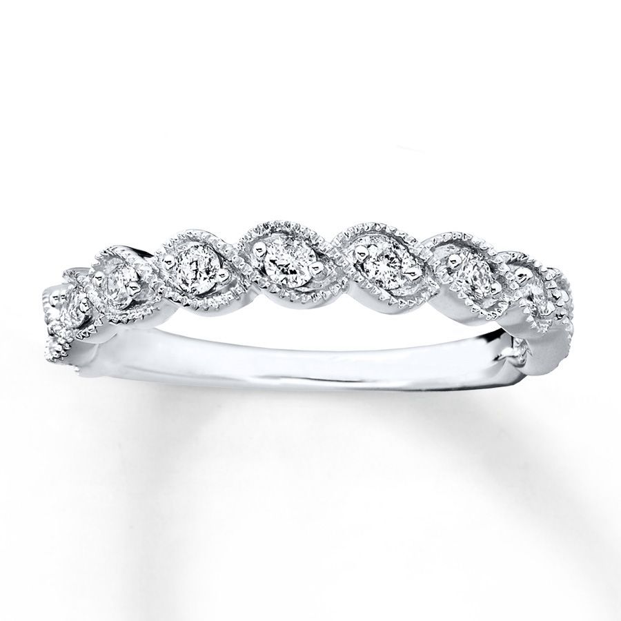 Diamond Band 1/3 Ct Tw Round Cut 10k White Gold | Anniversary Bands Pertaining To Recent Diamond And Milgrain Anniversary Bands In 10k White Gold (View 4 of 15)