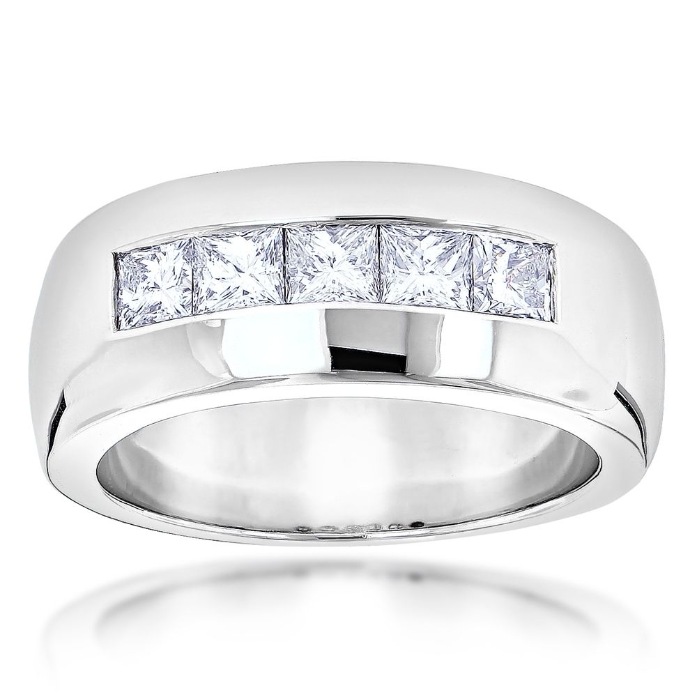 Five Stone 14k Gold Diamond Mens Wedding Ring  (View 15 of 15)