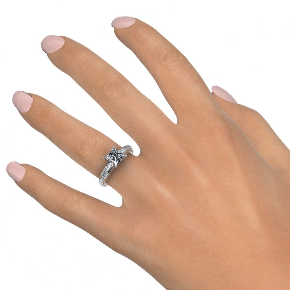 Hand Engraved Vintage Design Princess Cut Diamond Engagement Ring For Newest Vintage Style Princess Cut Diamond Engagement Rings (View 9 of 15)