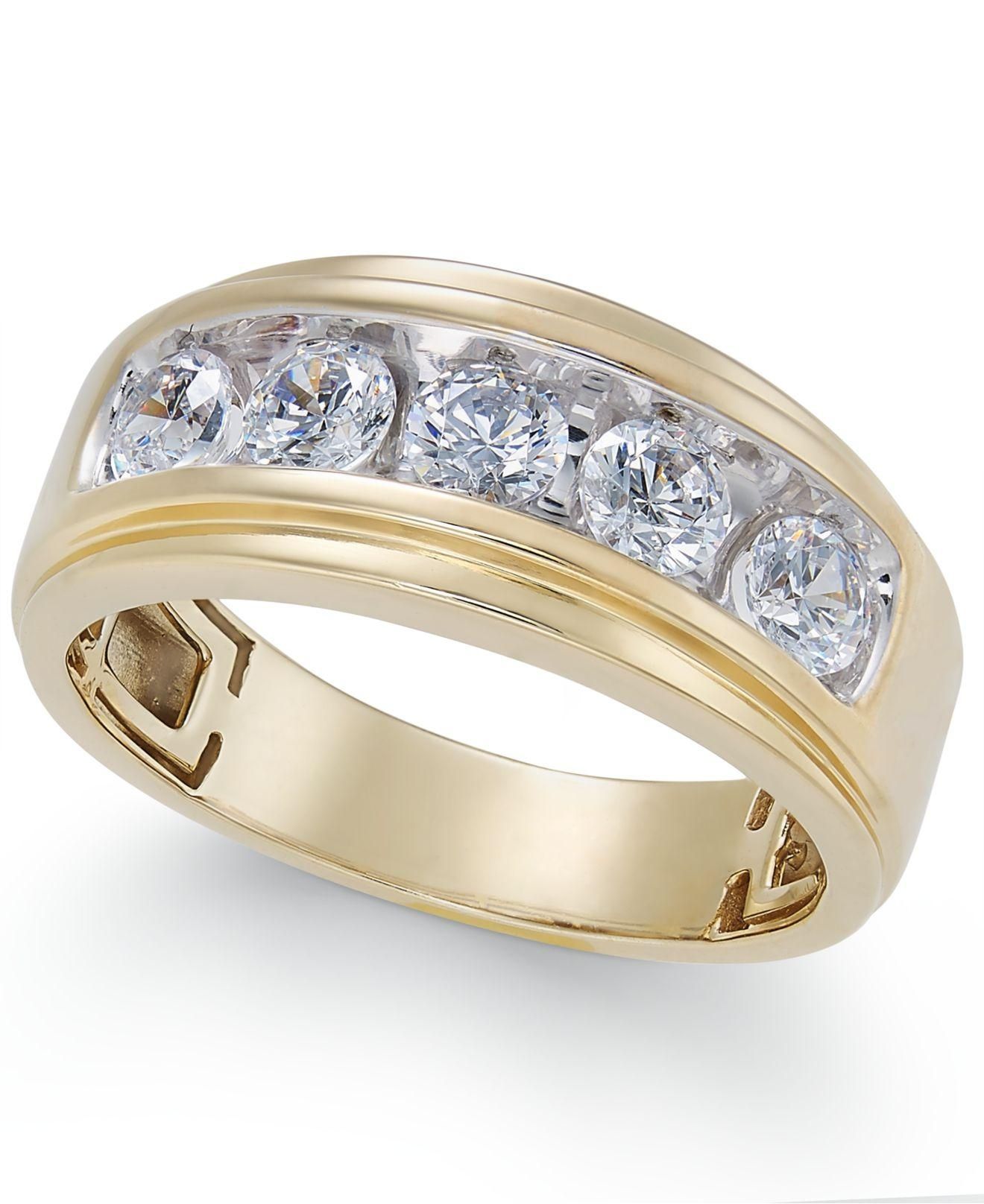 Lyst – Macy's Men's Diamond Five Stone Ring (1 1/2 Ct. T.w (View 3 of 15)