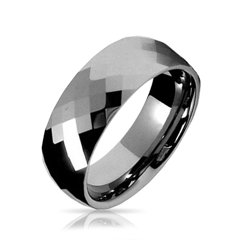 Multi Faceted Tungsten Wedding Band Ring 8mm Throughout Most Popular Tungsten Wedding Bands (View 1 of 15)