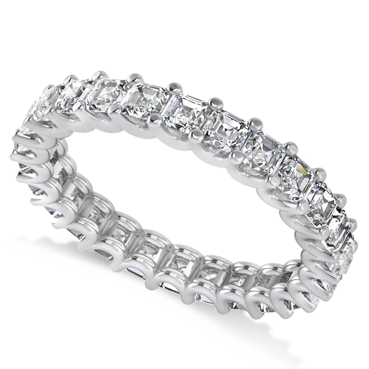 Radiant Cut Diamond Eternity Wedding Band Ring 14k White Gold  (View 6 of 15)