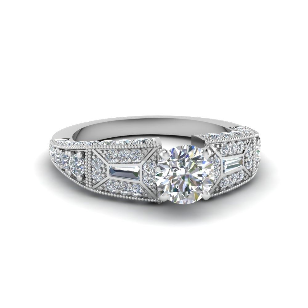 Round Cut Victorian Vintage Style Diamond Engagement Ring In 14k With Regard To Most Current Vintage Style Diamond Wedding Rings (View 1 of 15)