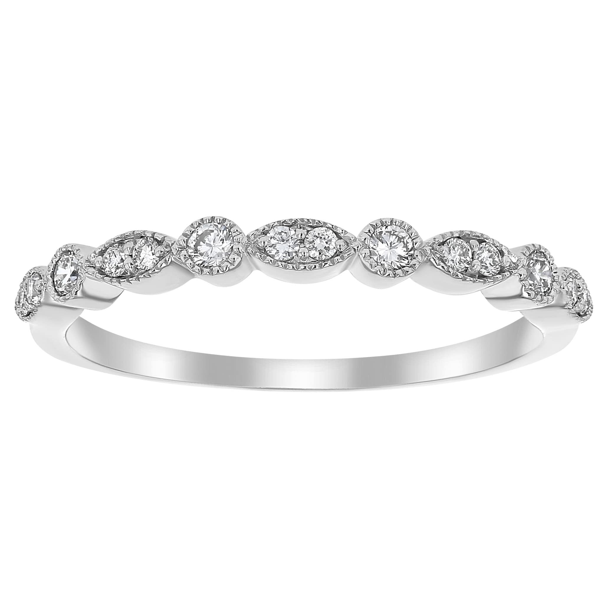 Shop 14k White Gold 1/4ct Tdw Diamond Art Deco Anniversary Band (si2 For Newest Diamond Art Deco Vintage Style Anniversary Bands In 10k Gold (View 1 of 15)