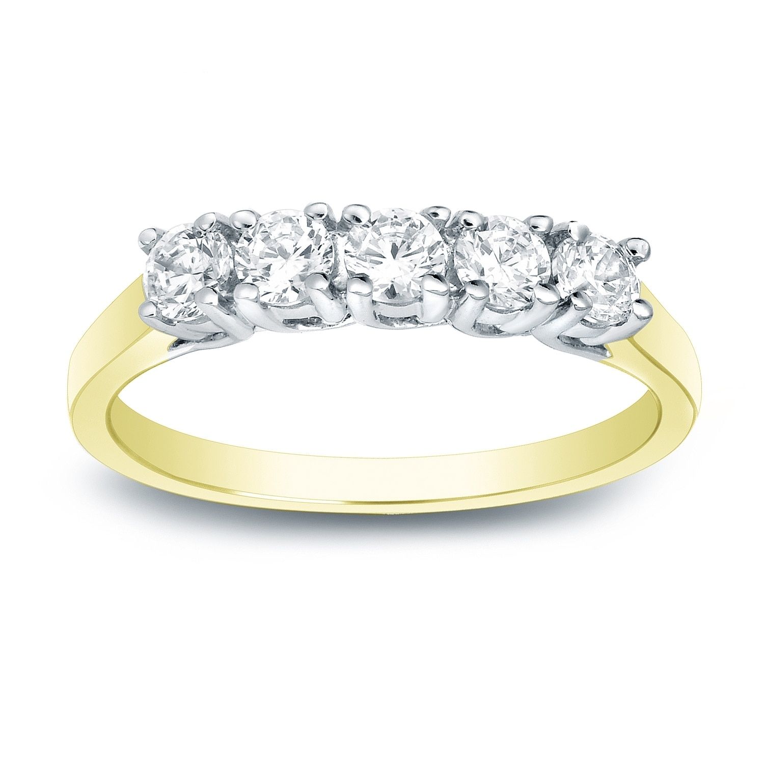 Shop Auriya 14k Two Tone Gold 1/2ct Tdw 5 Stone Diamond Wedding Band In Most Recently Released Diamond Five Stone Bands In 10k Two Tone Gold (View 10 of 15)