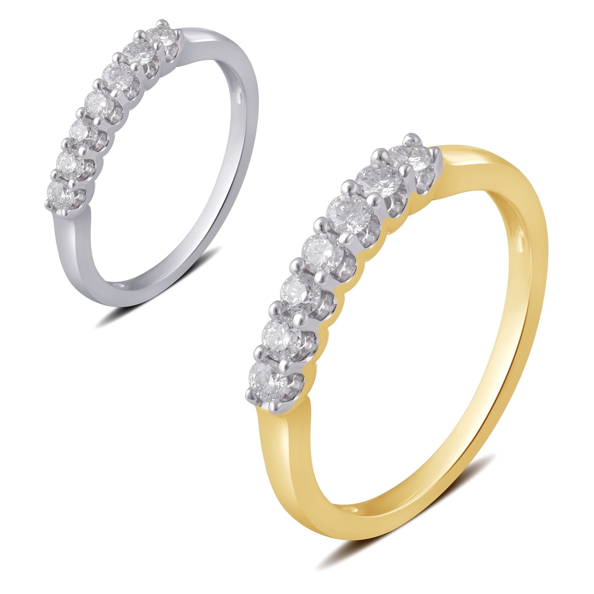 Shop Divina 10k White Or Yellow Gold 1/4ct Tdw Diamond 7 Stone With Regard To 2018 Diamond Seven Stone Wedding Bands In 10k Two Tone Gold (View 9 of 15)