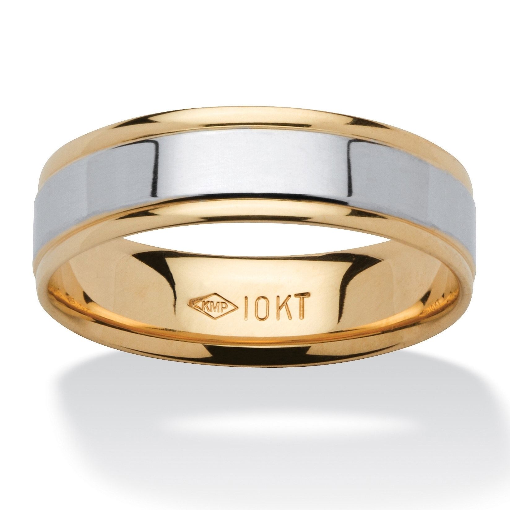 Shop Men's Two Tone Comfort Fit Wedding Band In 10k Gold – Free With Most Recent Diamond Comfort Fit Wedding Bands In 10k Gold (View 14 of 15)