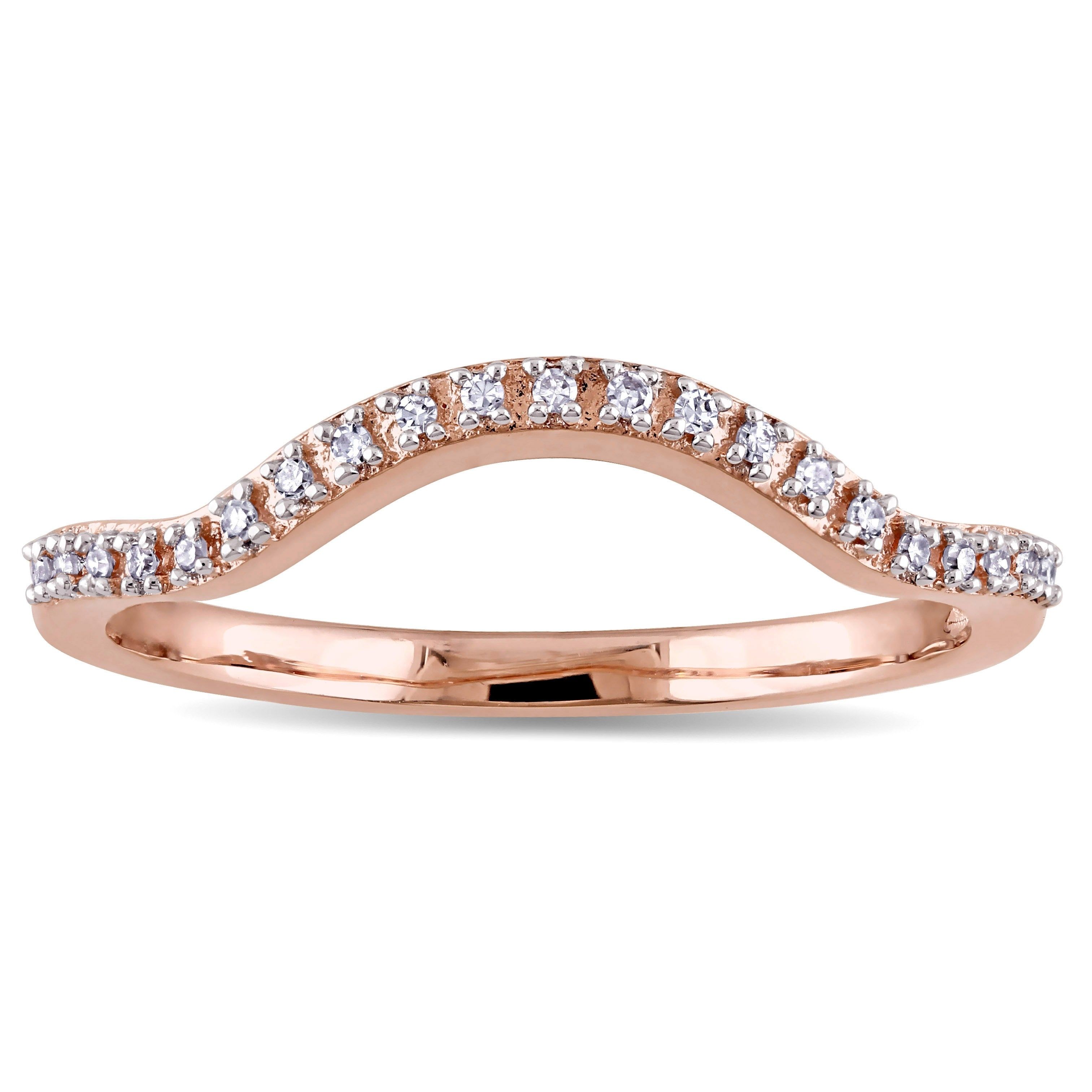 Shop Miadora 10k Rose Gold Diamond Accent Contour Wedding Band With Regard To Latest Diamond Accent Milgrain Anniversary Bands In 10k Rose Gold (View 3 of 15)