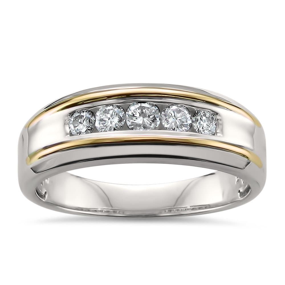 Shop Montebello Jewelry 14k Two Tone Gold Men's 1/2ct Tdw White With Most Popular Diamond Five Stone Bands In 10k Two Tone Gold (View 15 of 15)