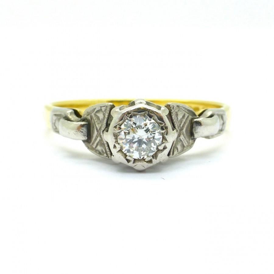 Unique Art Deco Engagement Ring 18ct Platinum Millgrain Diamond Intended For Latest Diamond Art Deco Vintage Style Anniversary Bands (View 13 of 15)