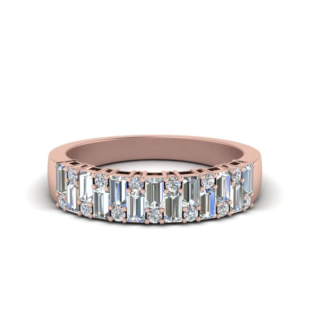 Vintage Baguette Diamond Wedding Band In 14k Rose Gold | Fascinating Pertaining To Most Up To Date Baguette Diamond Twist Wedding Bands (View 2 of 15)