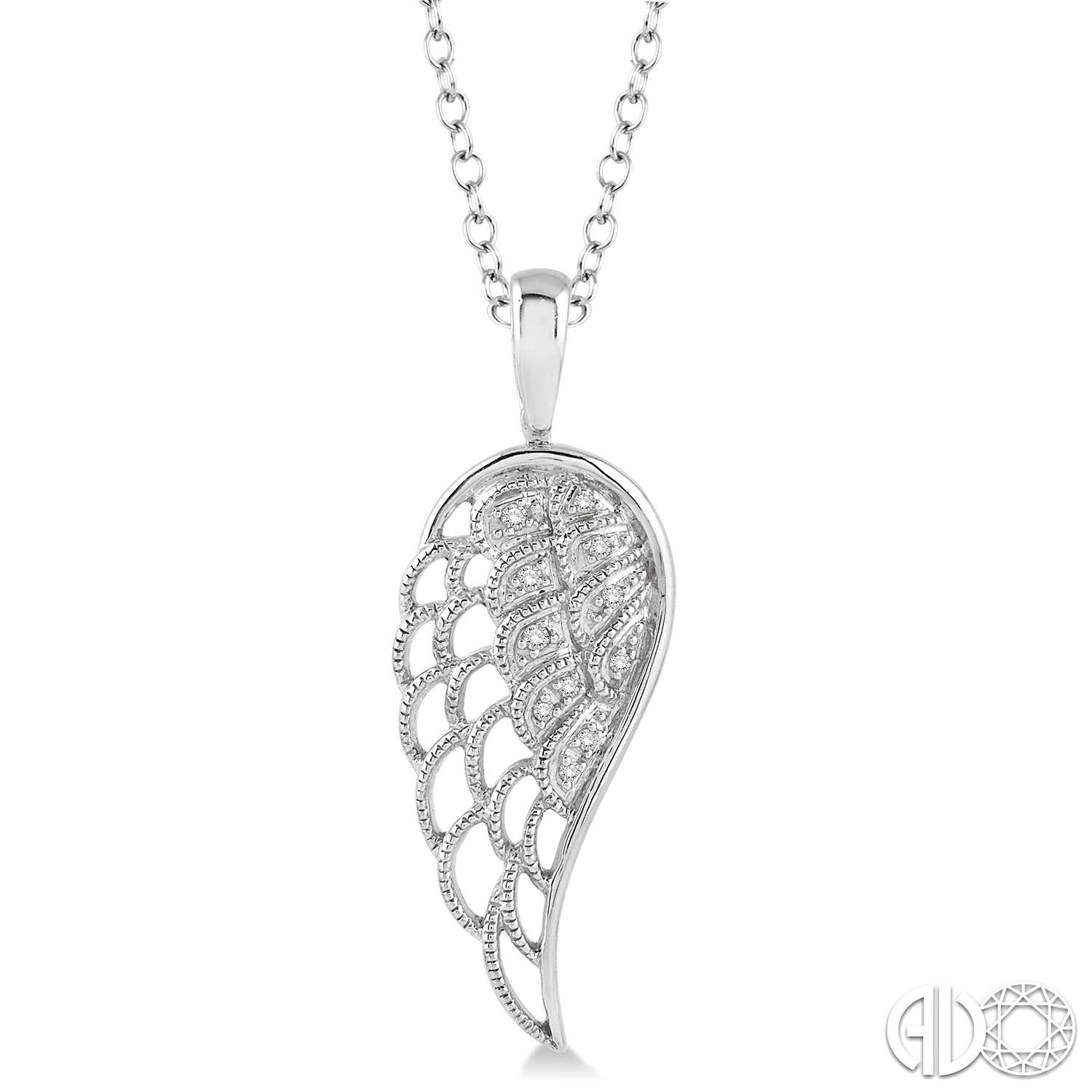 1/20 Ctw Round Cut Diamond Angel Wing Pendant In Sterling Silver With Chain With 2020 Pavé Angel Wing Locket Element Necklaces (View 1 of 25)