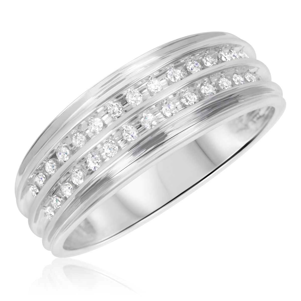 1/3 Ct. T.w. Diamond Men's Wedding Band 14k White Gold Regarding 2020 Diamond Three Row Anniversary Rings In Gold (Photo 25 of 25)