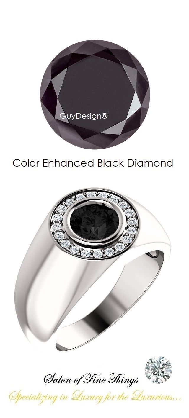 1 Carat Opaque Color Enhanced Black Diamond, Hearts & Arrows F+ Color And  Vs Clarity Mined Diamonds, Bespoke Sterling Silver Pinky Ring, Guydesign® With Regard To Most Recent Enhanced Black Diamond Anniversary Bands In Sterling Silver (View 24 of 25)