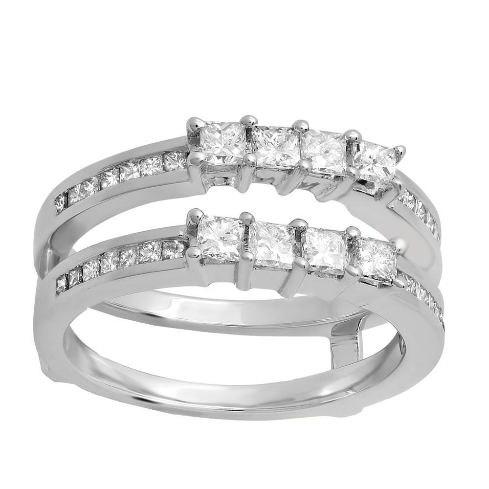 10k Gold 7/8ct Tdw Princess Cut White Diamond Wedding Band With Most Current Ladies Princess Cut Diamond Seven Stone Anniversary Bands In White Gold (View 15 of 25)