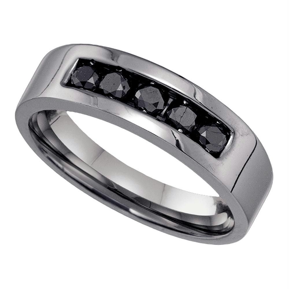 10kt White Gold Mens Round Black Color Enhanced Diamond Gunmetal Wedding  Band Ring 5/8 Cttw Pertaining To Best And Newest Enhanced Black And White Diamond Anniversary Ring In White Gold (View 19 of 25)