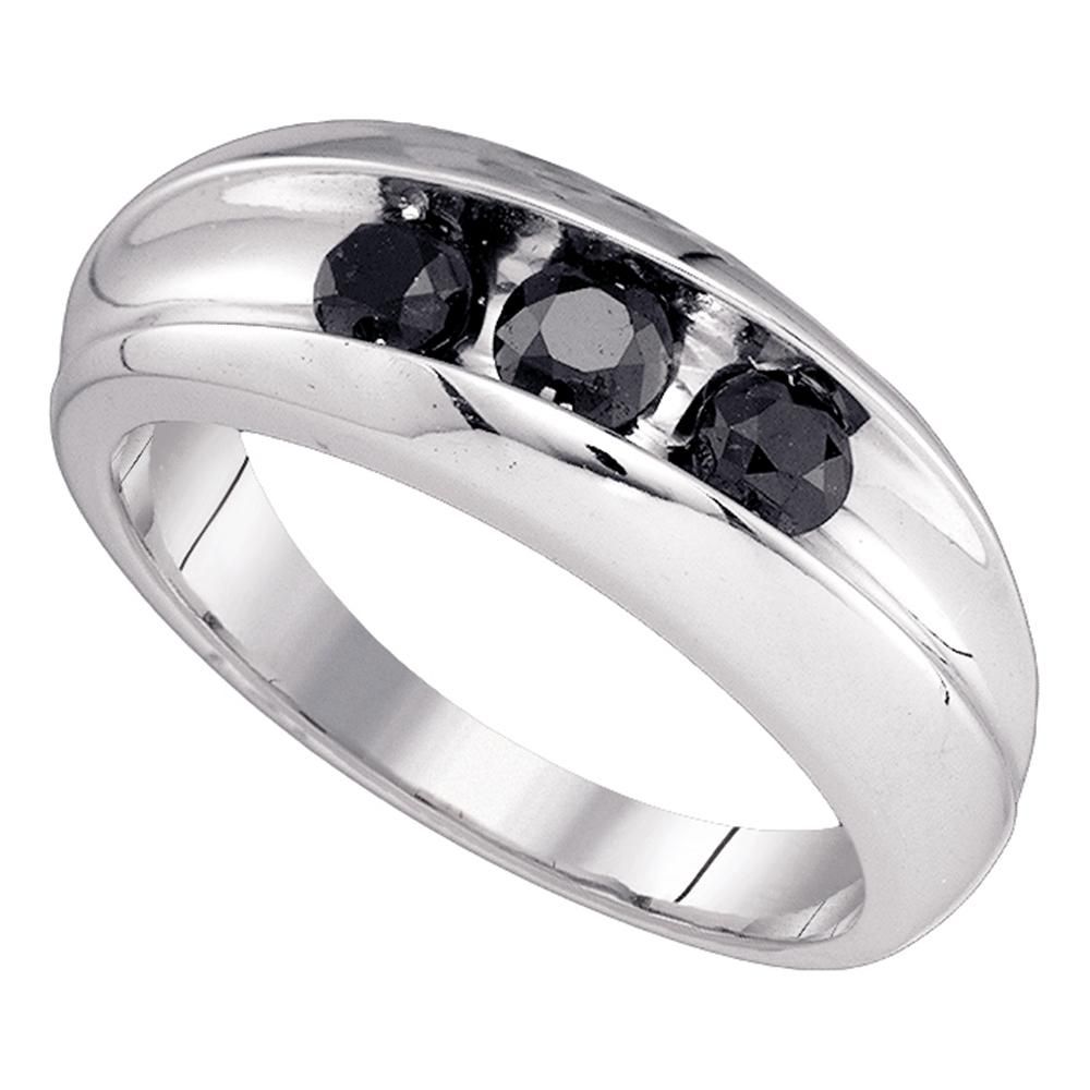 10kt White Gold Mens Round Black Color Enhanced Diamond Wedding Band Ring  7/8 Cttw Pertaining To Recent Enhanced Black And White Diamond Anniversary Ring In White Gold (View 10 of 25)