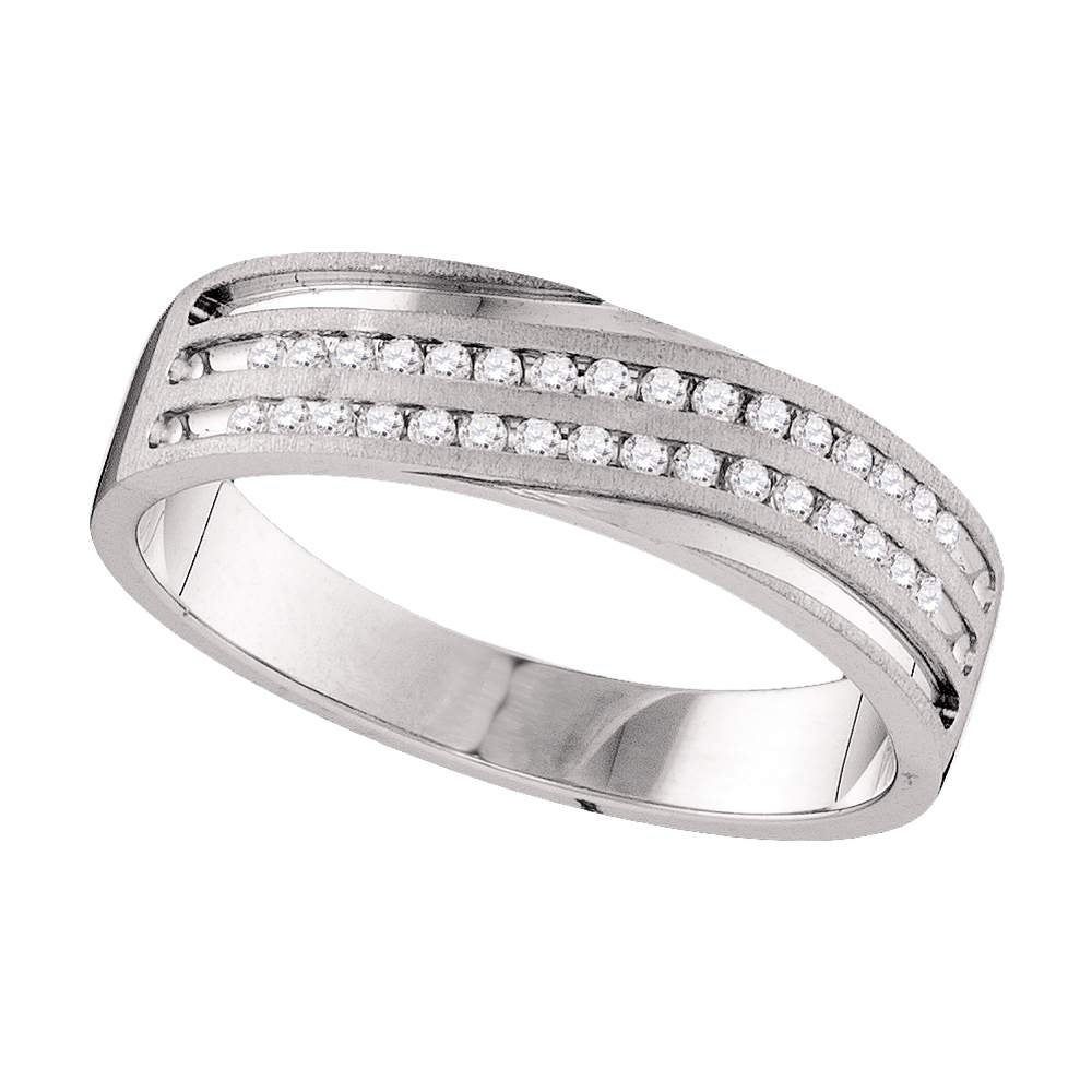 10kt White Gold Mens Round Diamond 2 Row Wedding Anniversary Band Ring 1/4  Cttw – Ring Size 7 In Most Recent Diamond Seven Row Anniversary Rings In White Gold (View 13 of 25)