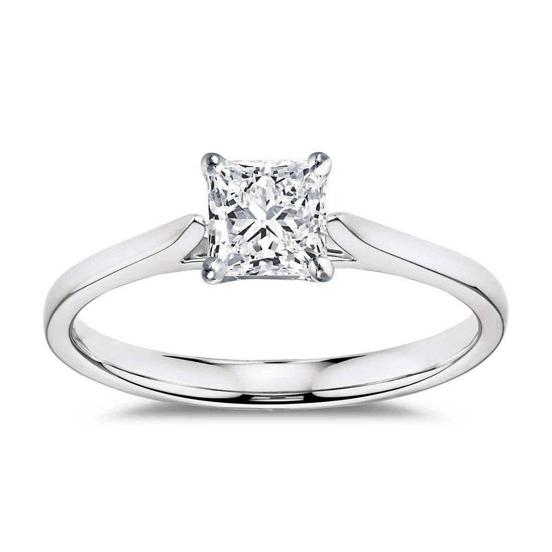 14k White Gold Certified Princess Cut Diamond Solitaire Pertaining To Most Popular Princess Cut And Round Diamond Anniversary Bands In White Gold (View 15 of 25)