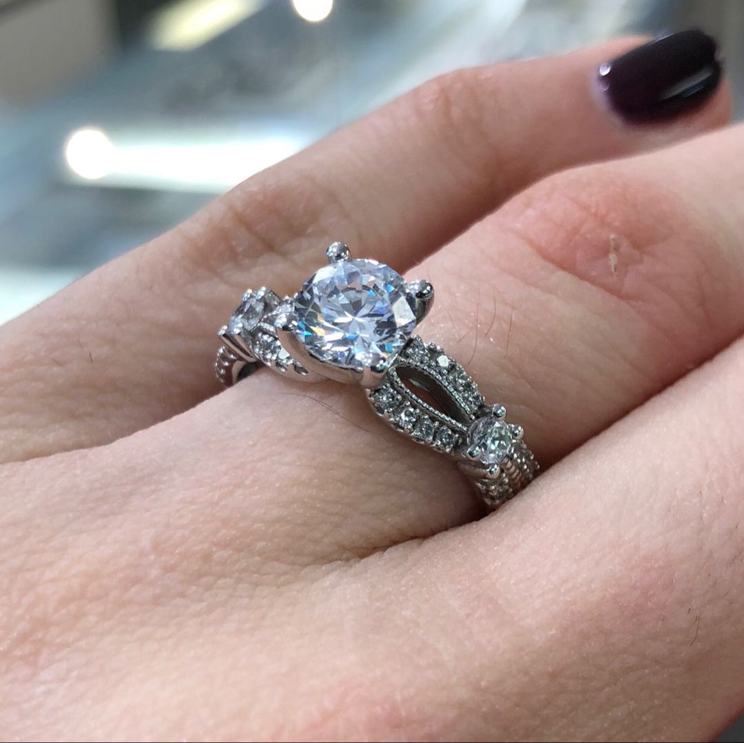 14k White Gold Vintage Twist Diamond Accent Engagement Ring With Regard To 2019 Diamond Accent Milgrain Twist Anniversary Bands In White Gold (View 3 of 25)