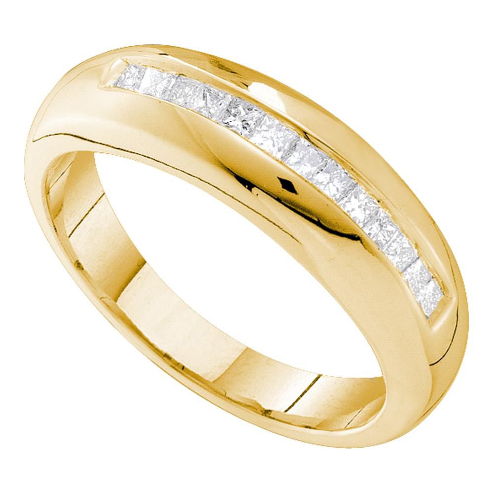 14kt Yellow Gold Mens Princess Channel Set Diamond Wedding Band Ring 1/2  Cttw Pertaining To Latest Diamond Channel Set Anniversary Bands In Gold (View 4 of 25)