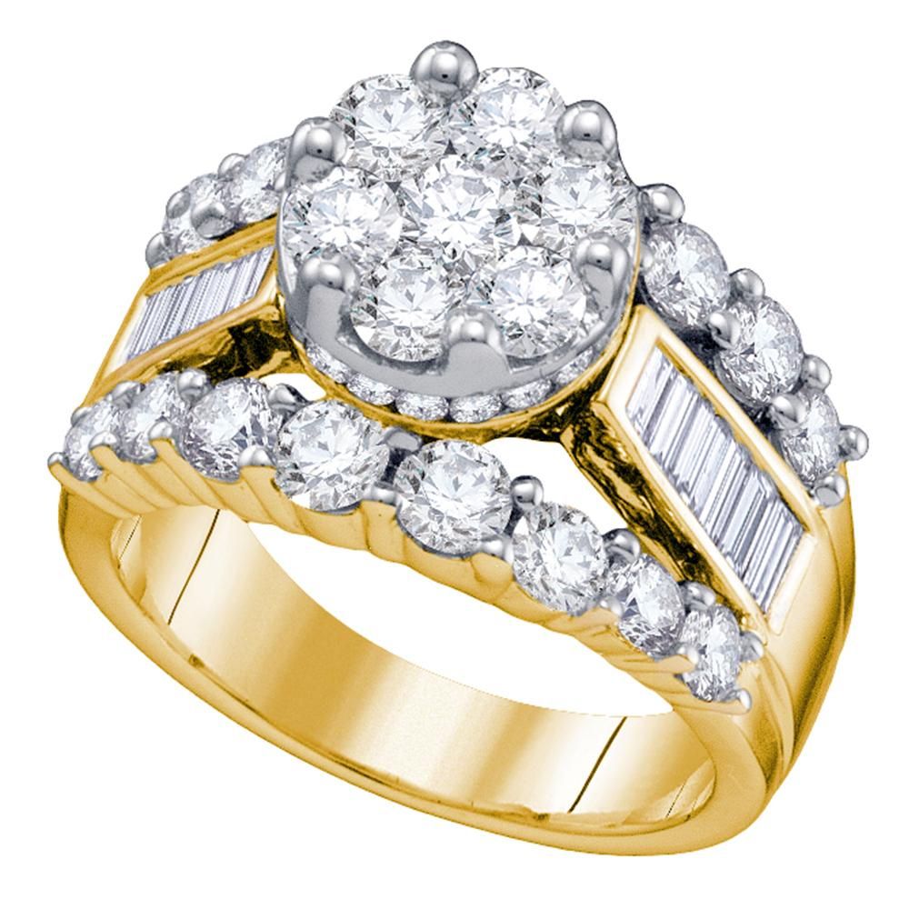 14kt Yellow Gold Womens Round Diamond Cluster Bridal Wedding Engagement  Ring  (View 16 of 25)