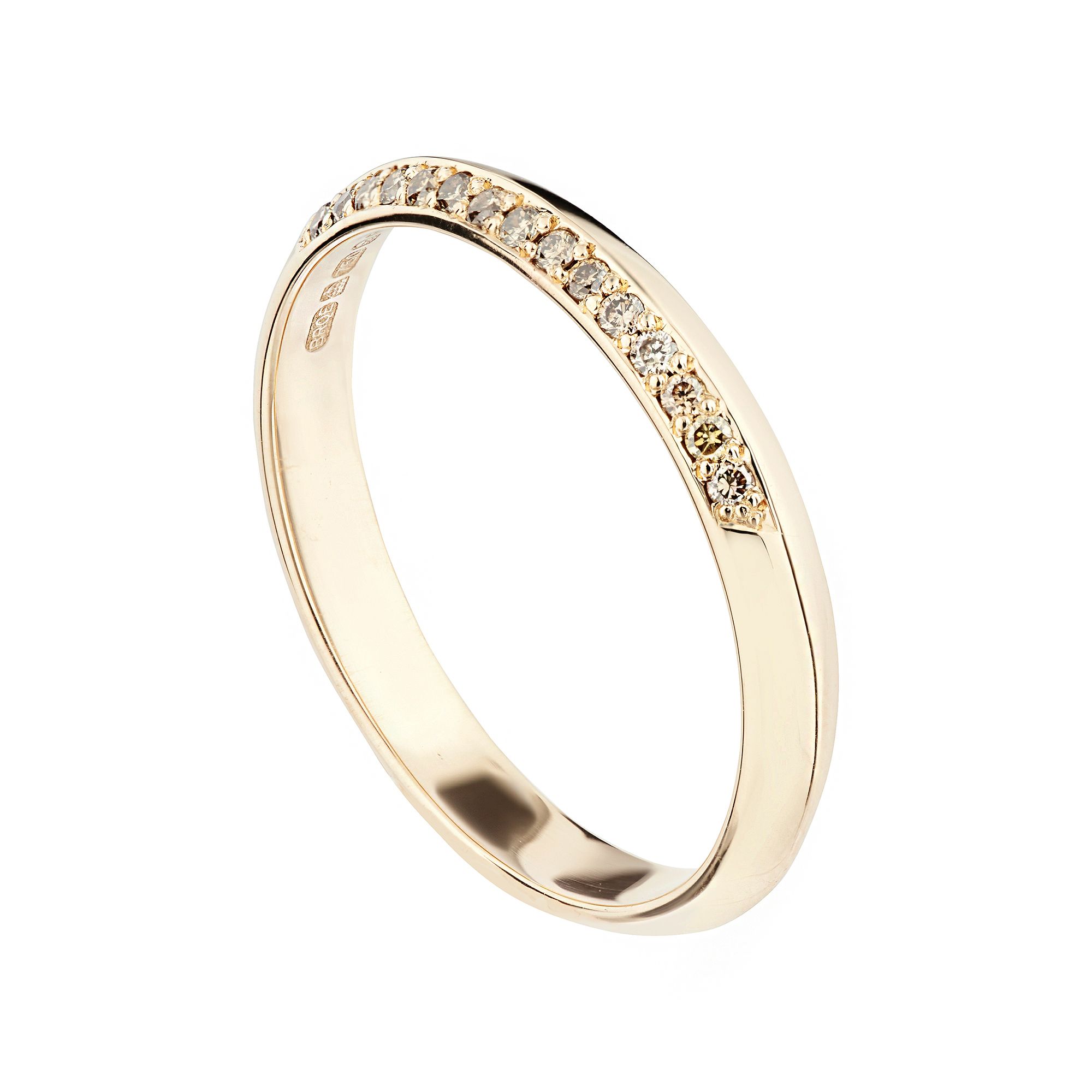 18ct Rose Gold Coco Fine Wedding Band One Third Set With Champagne Diamonds Pertaining To Most Popular Champagne Diamond Anniversary Bands In Rose Gold (View 23 of 25)