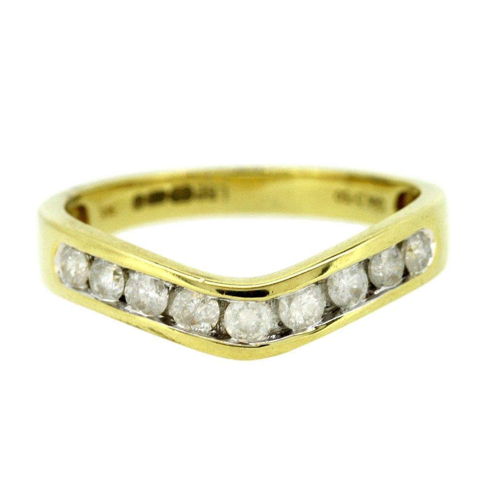 18ct Yellow Gold 50pts Diamond Wishbone Ring Regarding 2018 Sparkling Wishbone Rings (View 12 of 25)